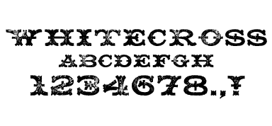 A Wild West style font called Whitecross from the Walden Font Co. It is part of the Wild West Press set of fonts.